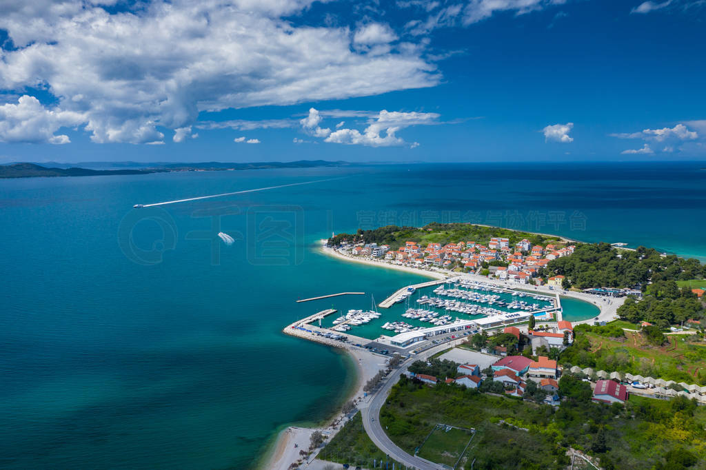 Aerial view of city of Zadar. Summer time in Dalmatia region of
