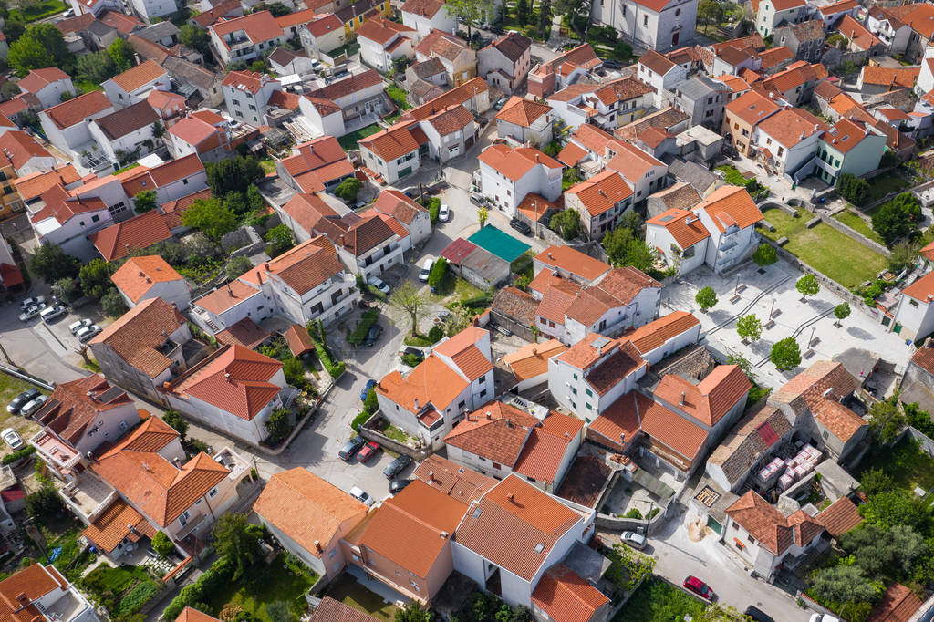 Aerial View of Yacht Club and Marina in Biograd na Moru. Summer