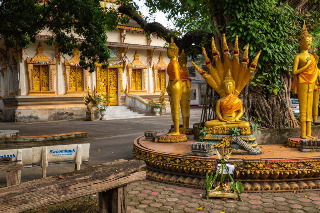 Buddha statue at buddist temple Vat Haysoke in Vientiane. Laos.