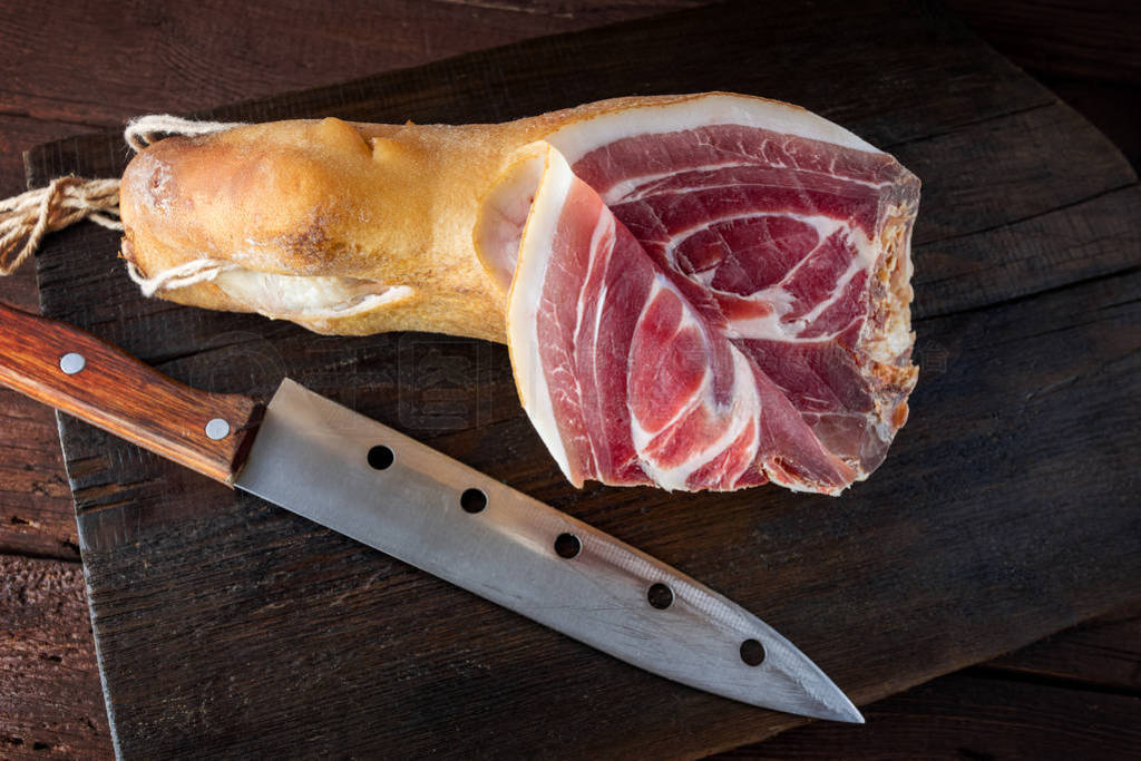 Spanish ham, bellota, jamon serrano, crudo, italian prosciutto,