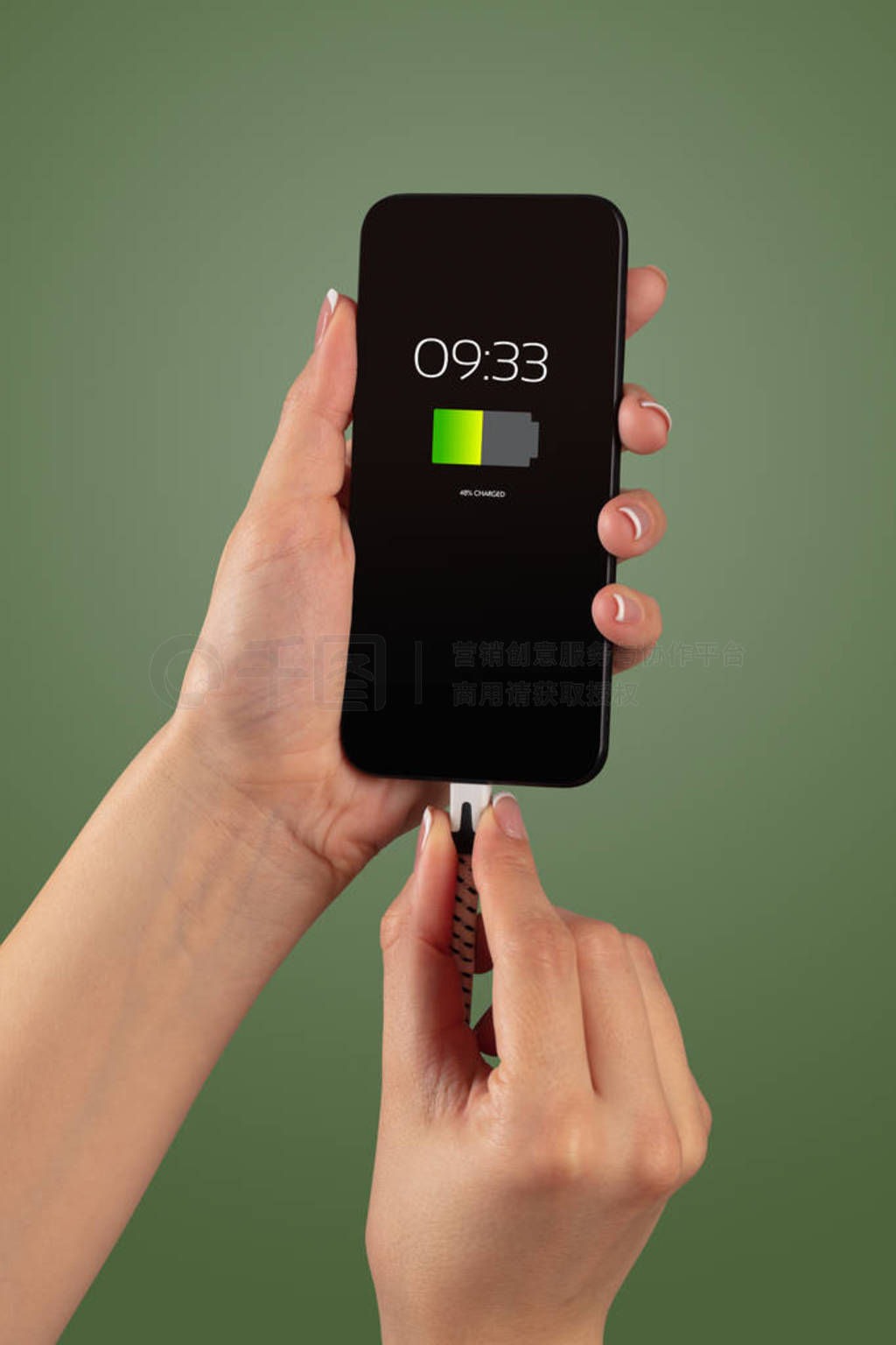 Hand charging phone