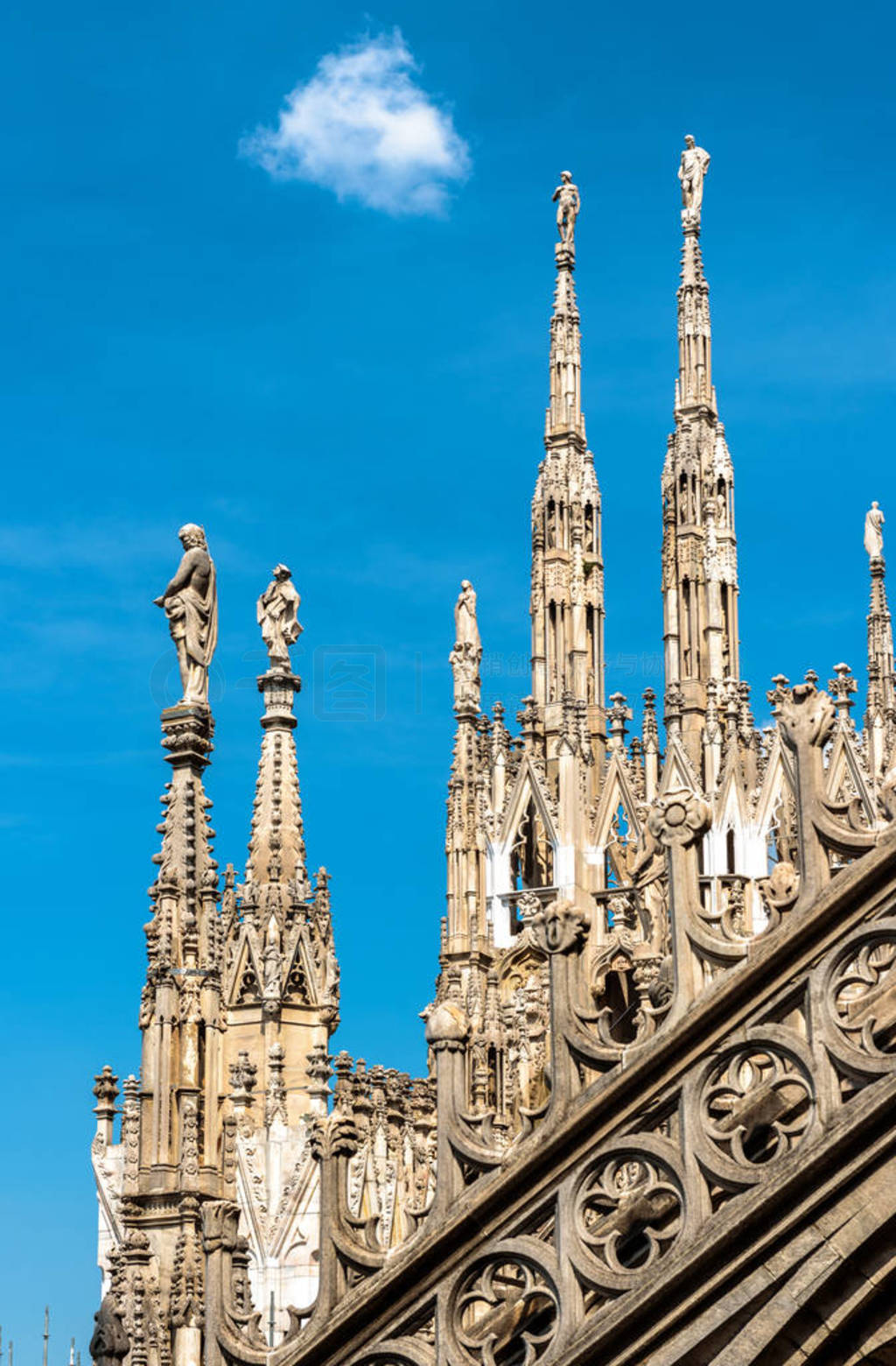 Milan Cathedral roof, Italy. Famous Milan Cathedral or Duomo di