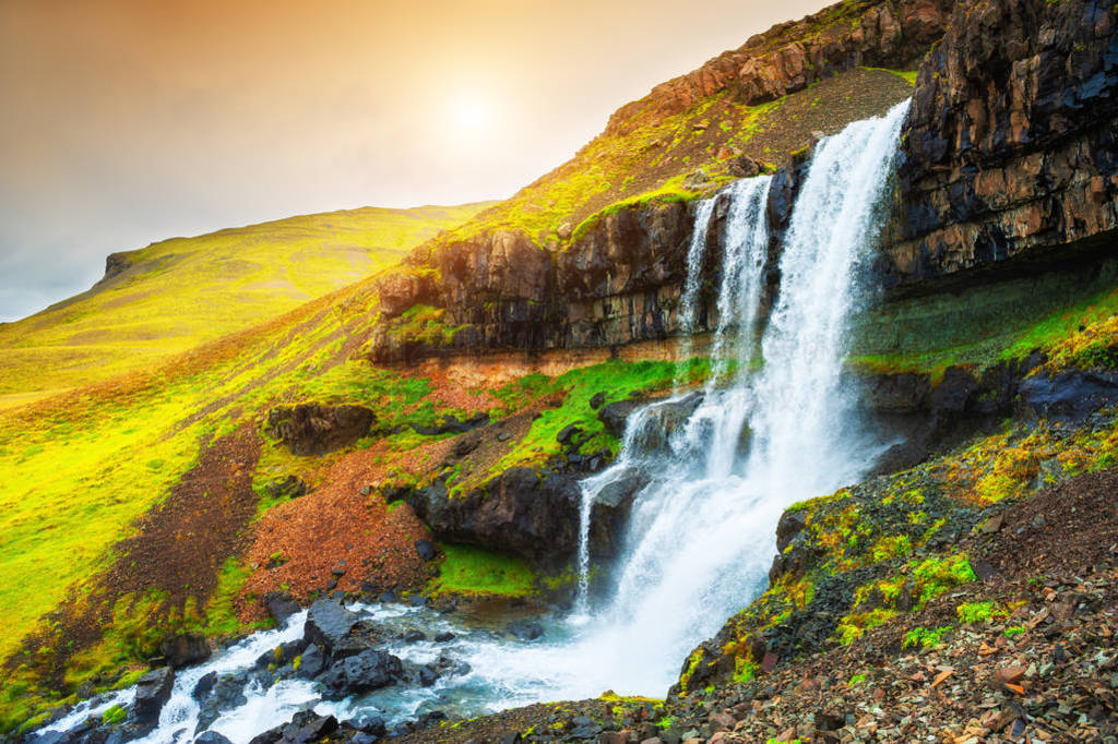 Beautiful waterfall in eastern Iceland