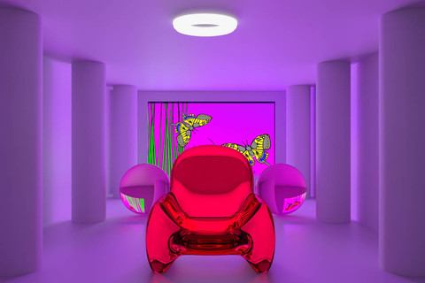 3d 渲染的粉红色的未来派房间