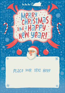 圣诞快乐新年问候卡，海报或聚会邀请函用手刻字排版的背景