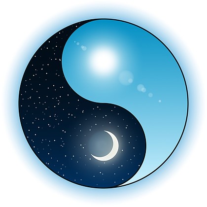 阴阳符号中的太阳和月亮