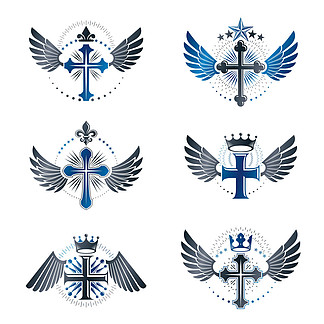 背景基督教的标志集的十字架vip元素背景蜘蛛 web 矢量符号图标设计
