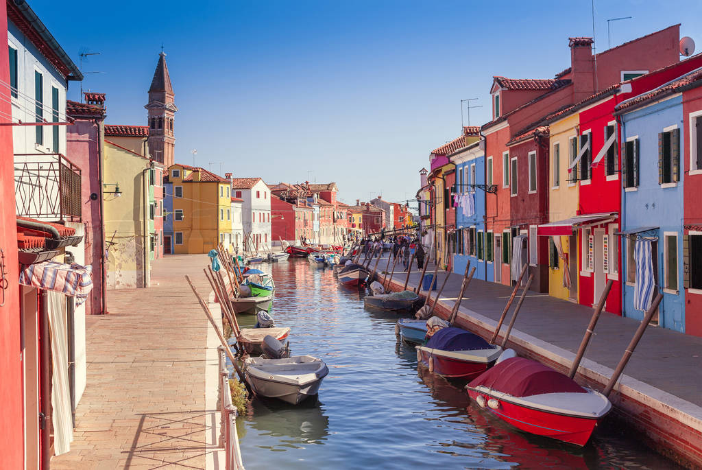 Burano island with colorful houses