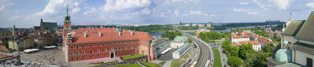 Panorama ?ver gamla stan i Warszawa, Polen