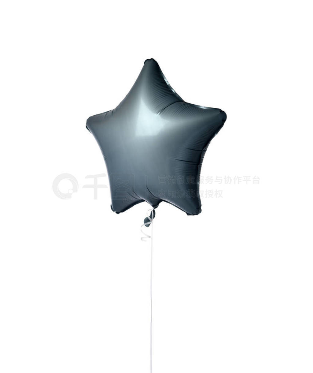 Big gray metallic latex star balloon for birthday party isolated