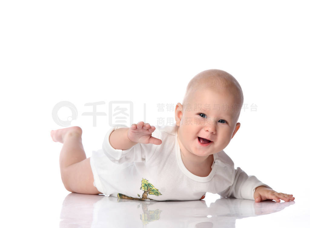 Infant child baby boy toddler lying in white shirt happy smiling