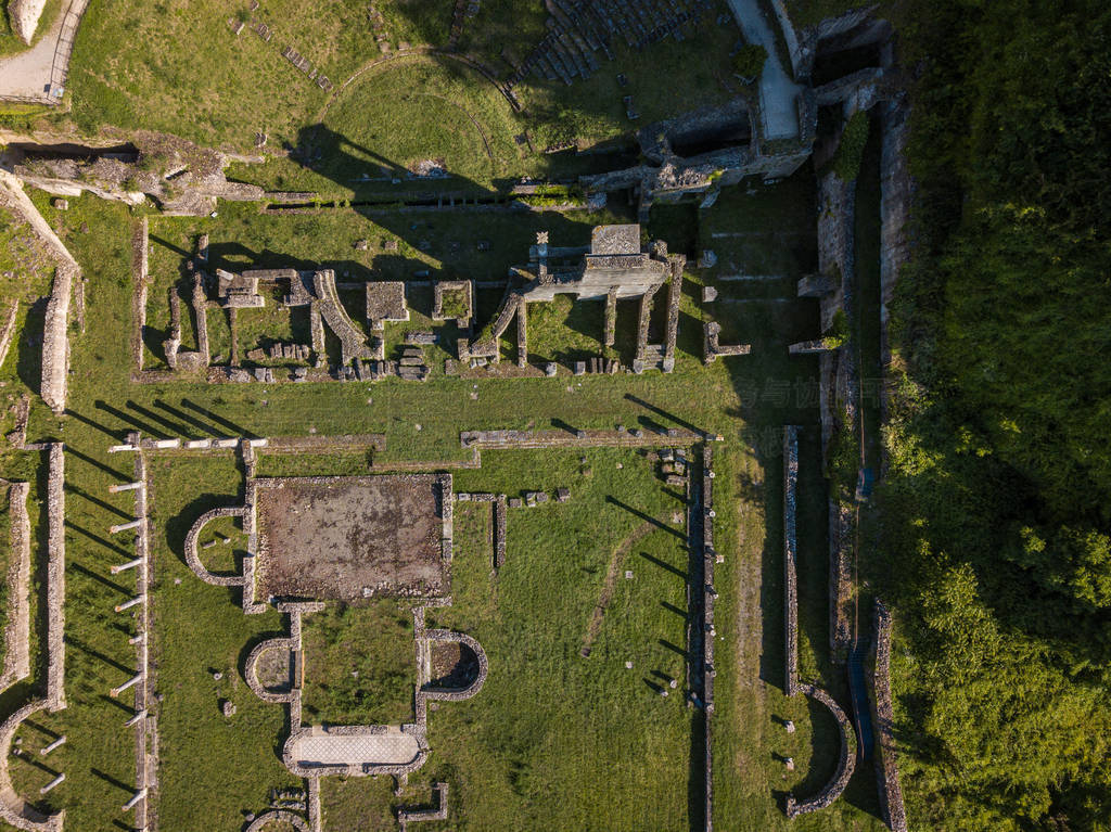 Spectacular aerial view of the old town of Volterra in Tuscany,