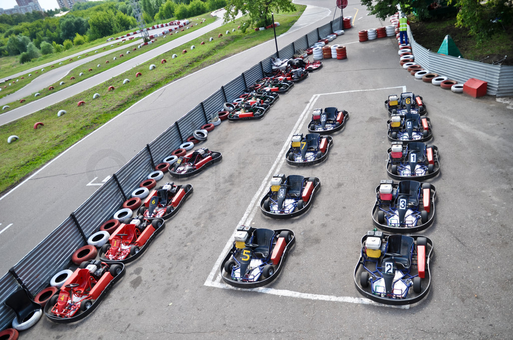 Racing karts in the parc ferm