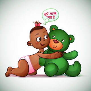 抱小熊情侣头像动漫图片
