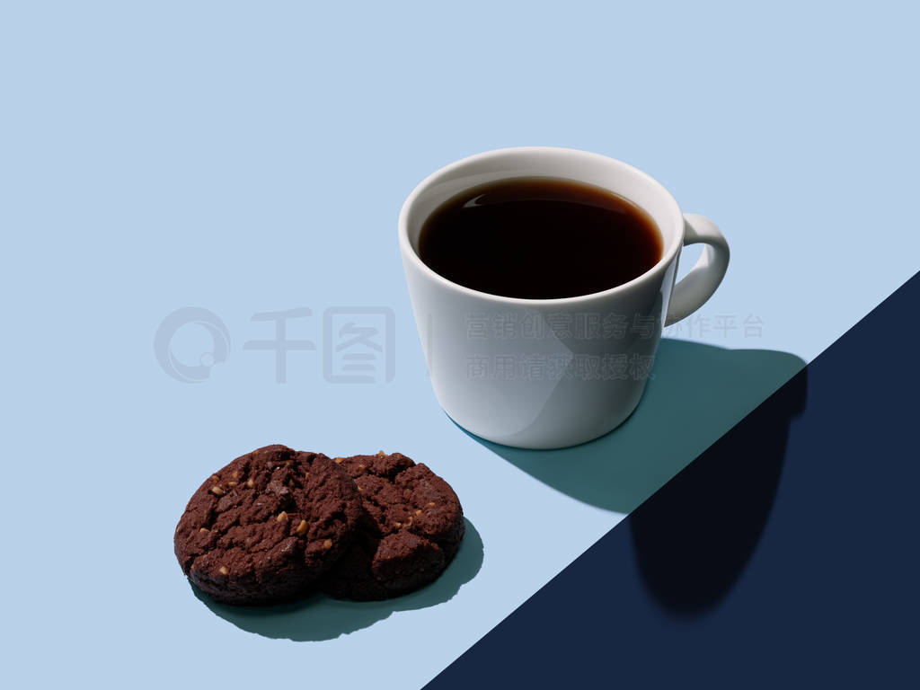 Black coffee and chocolate cookies