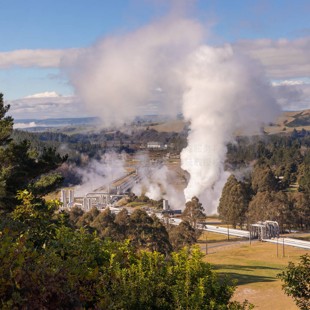 Green energy - Wairakei geothermal power plant pipeline steam