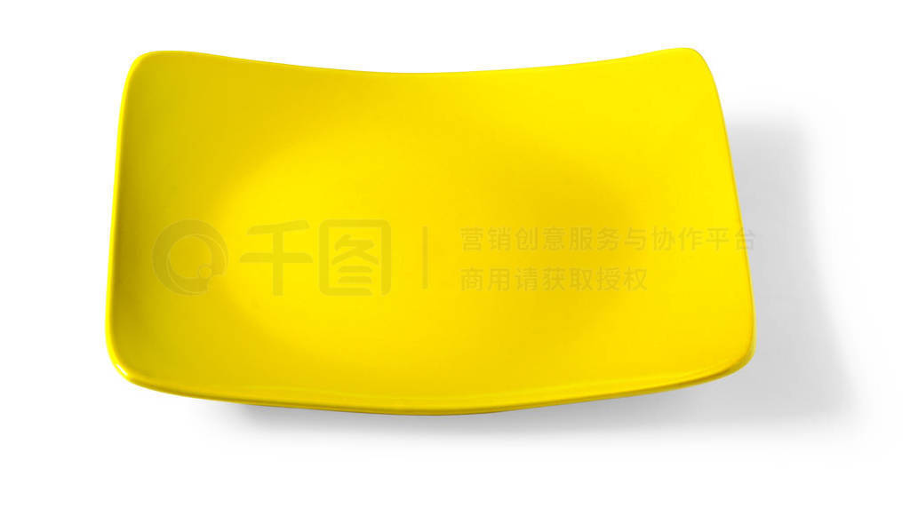 Yellow square empty dish isolated