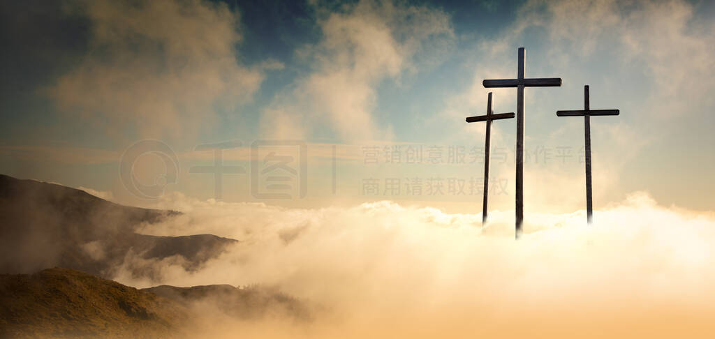 Crucifixion Of Jesus Christ At Sunrise