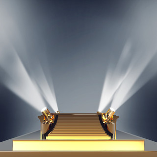 空荡荡的金色舞台登上领奖台的颁奖典礼