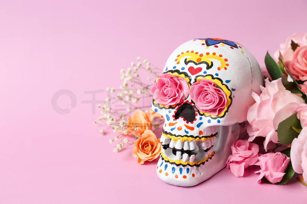 s Day of the Dead on color background