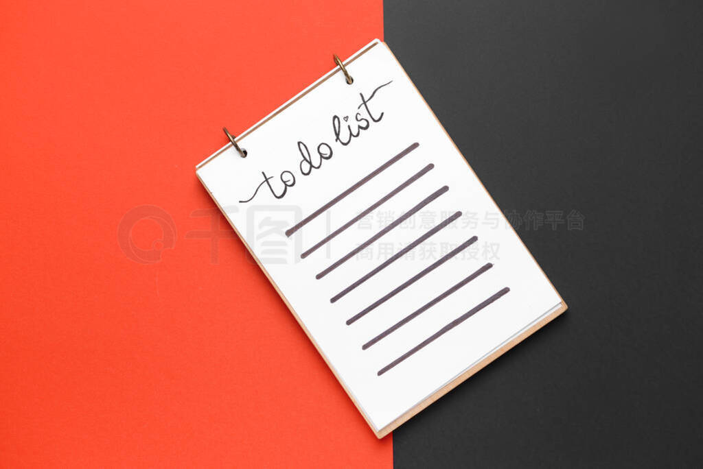 Empty to do list on color background