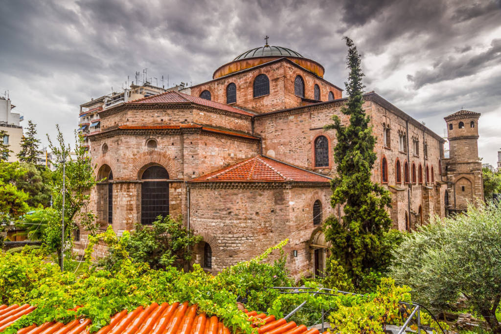 Exterior view of the Byzantince chuch of Hagia Sophia or Agias