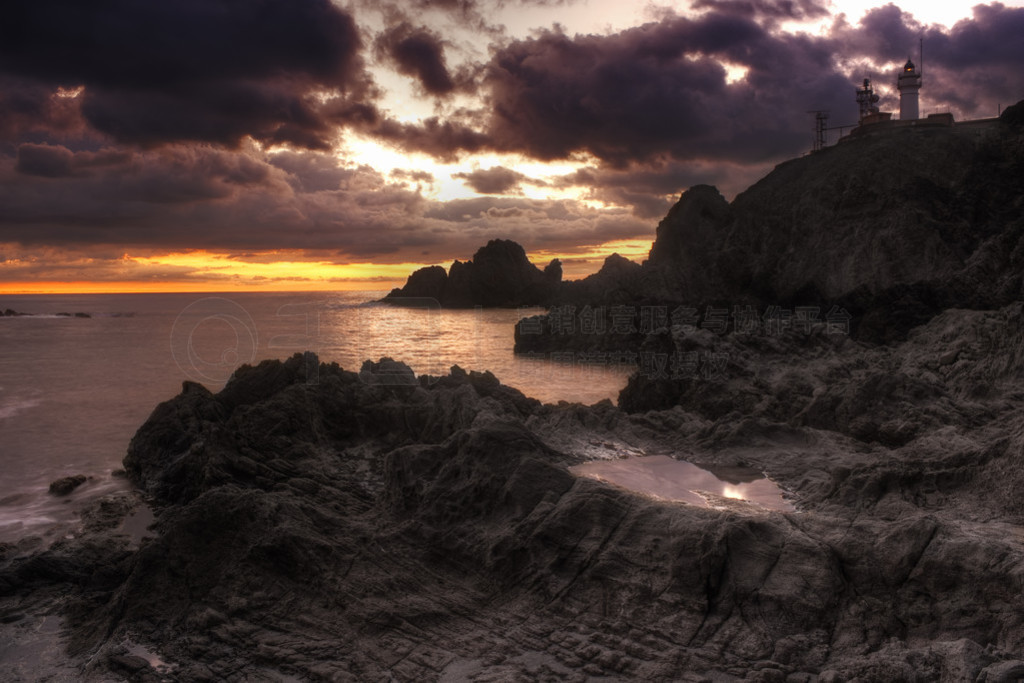 Beautiful landscape with lighthouse and rocks near Almera, Cabo