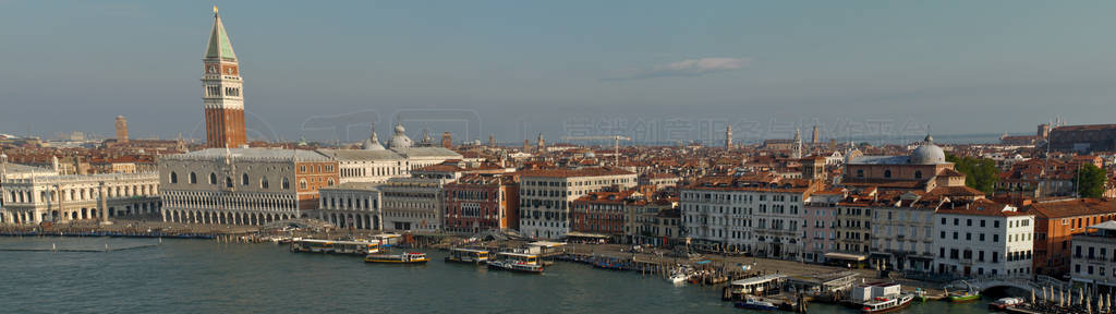 Venice, Italy: aerial view from Giudecca Canal to the Piazza San