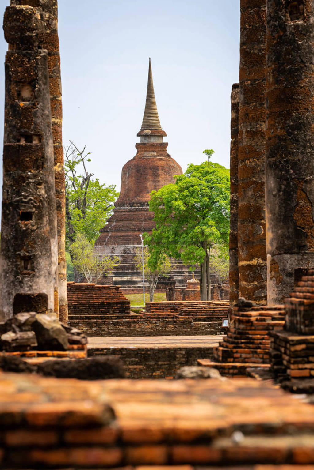 Buddhist temple in Sukhothai historical park, Thailand