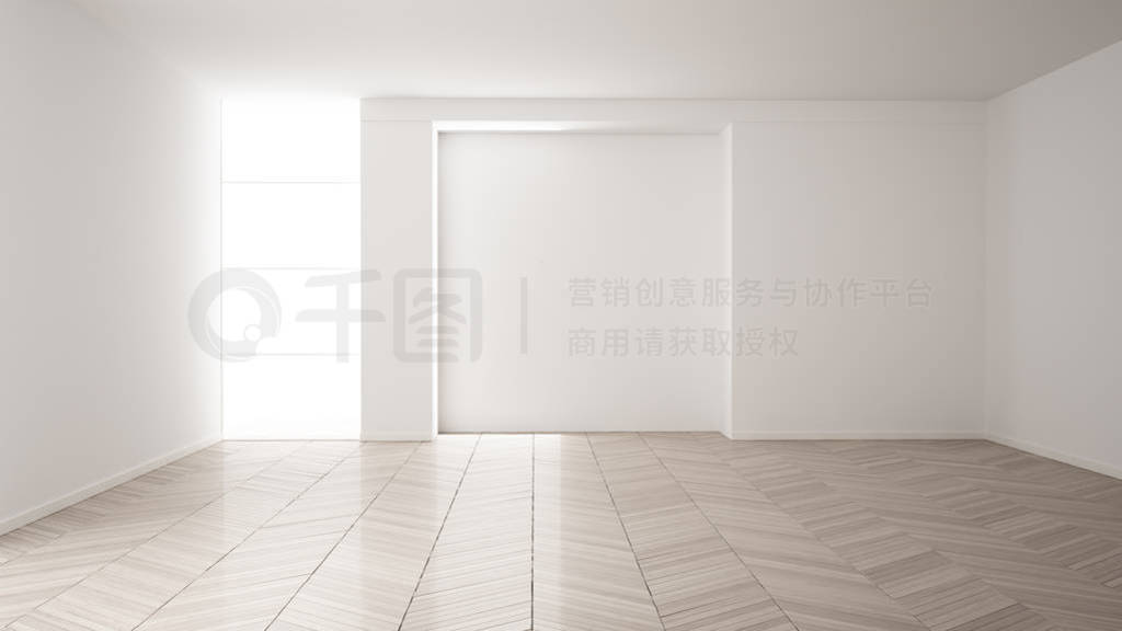 Empty room interior design, open space with white walls, modern