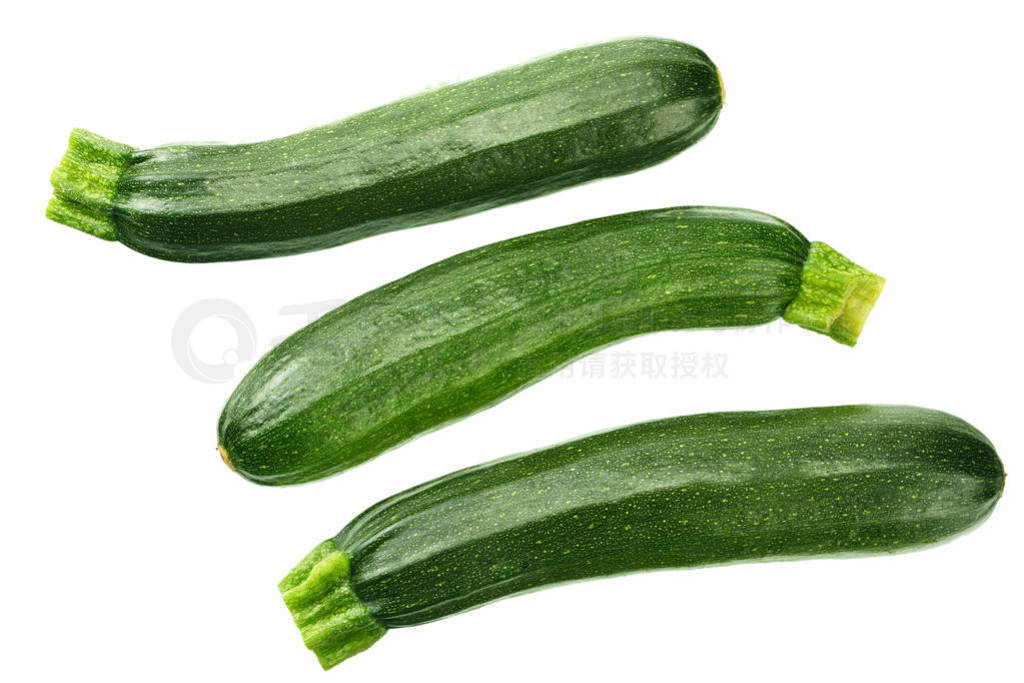 fresh green zucchini with slice isolated on white background. to