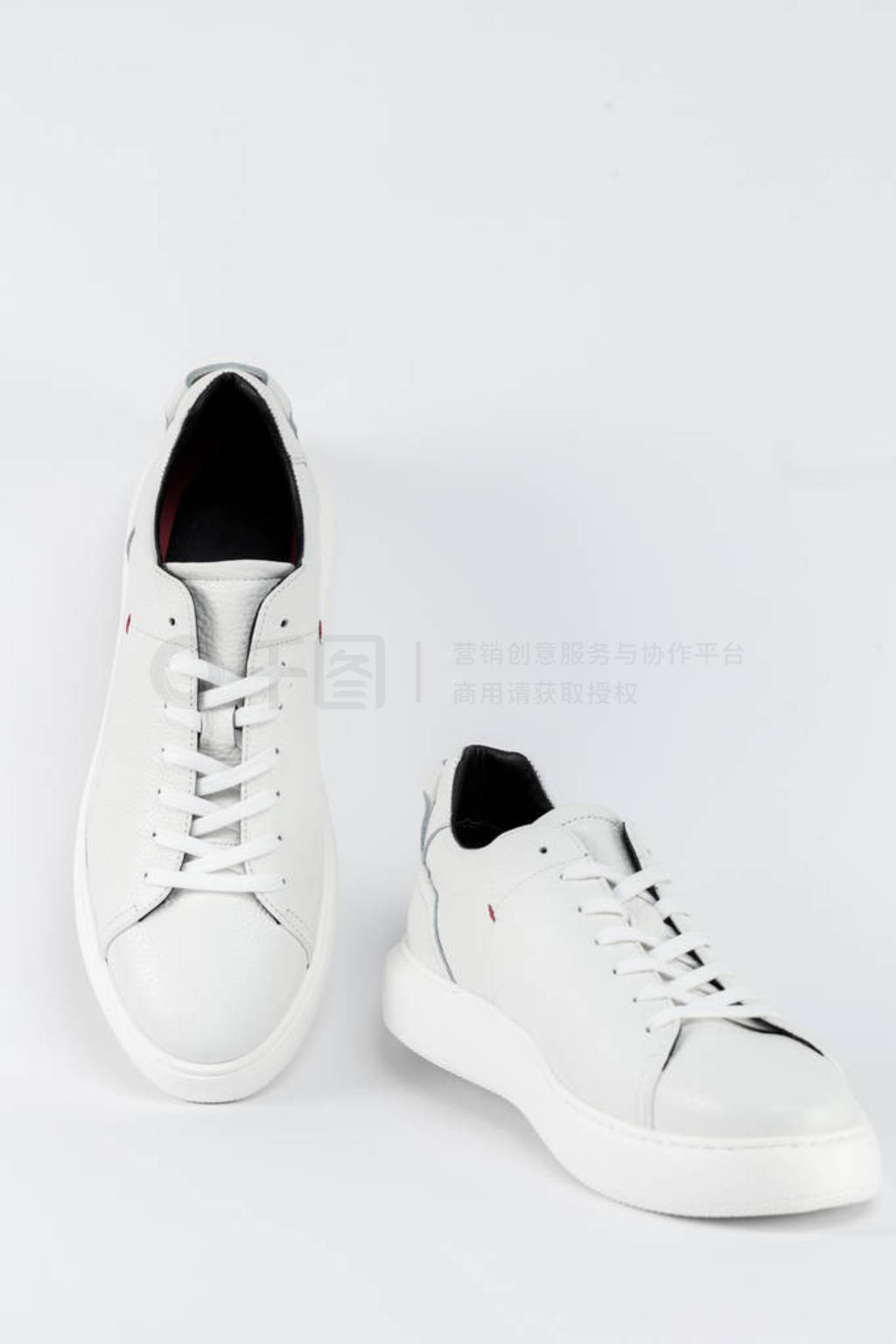 Mens sport shoes, close up. New white sneakers