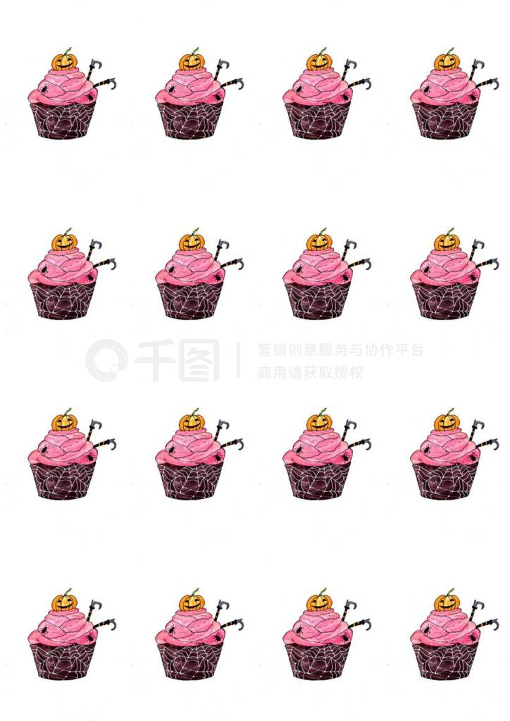 Halloween sweet cupcakes isolated on a white background.