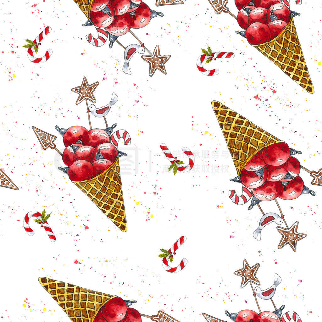 New Year and Christmas pattern decorative elements on a white b