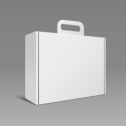纸箱或塑料白色空白包装盒与手柄 公文包