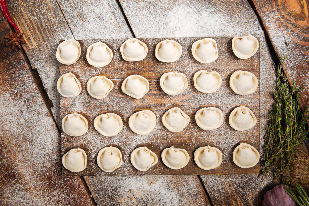 Semi-finished homemade dumplings pelmeni