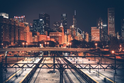 芝加哥的高楼大厦和铁路