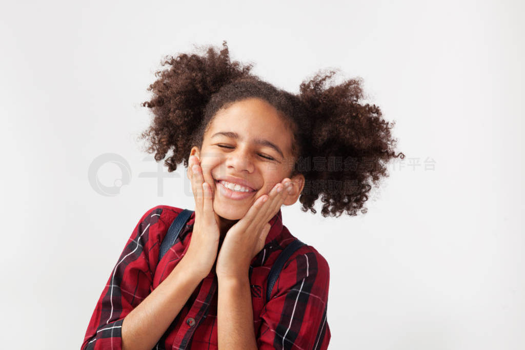 Cute smiley girl in casual stylish clothing