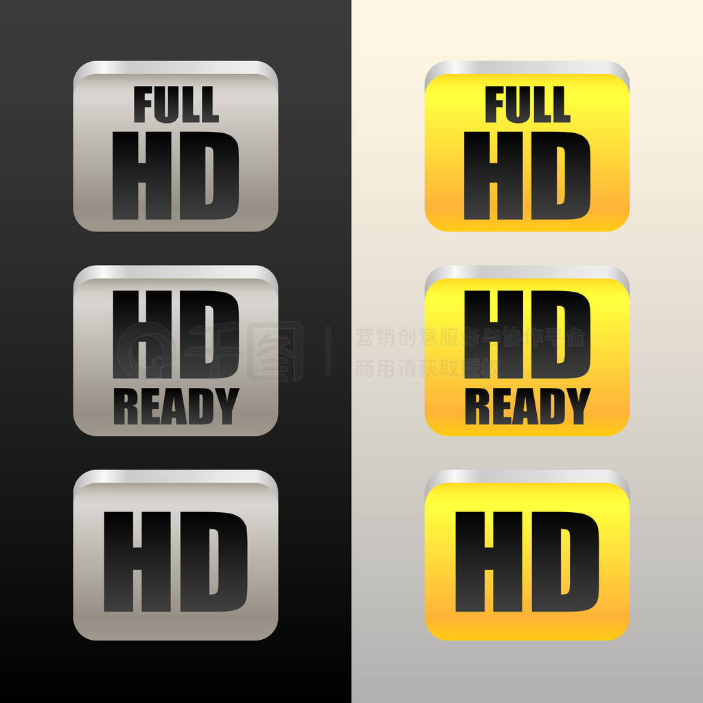 HD - High definition - tags, labels or icons, buttons. Hd, Full