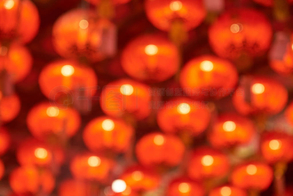 Background of hanging blurred red chinese lantern