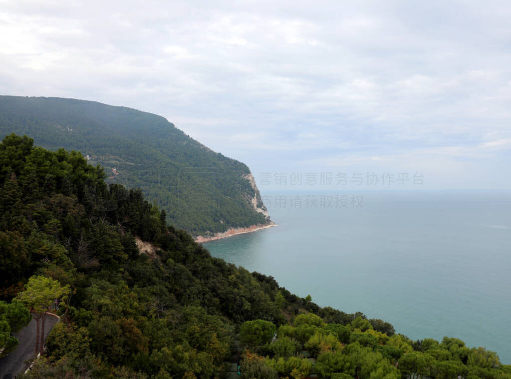 panoramic view of Mount called Conero in Italy and the Adriatic