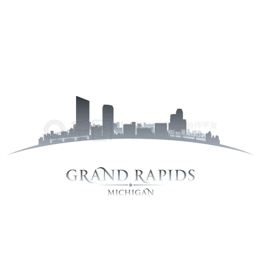 Grand Rapids Michigan City Skyline Silhouette wei?en Hintergrund