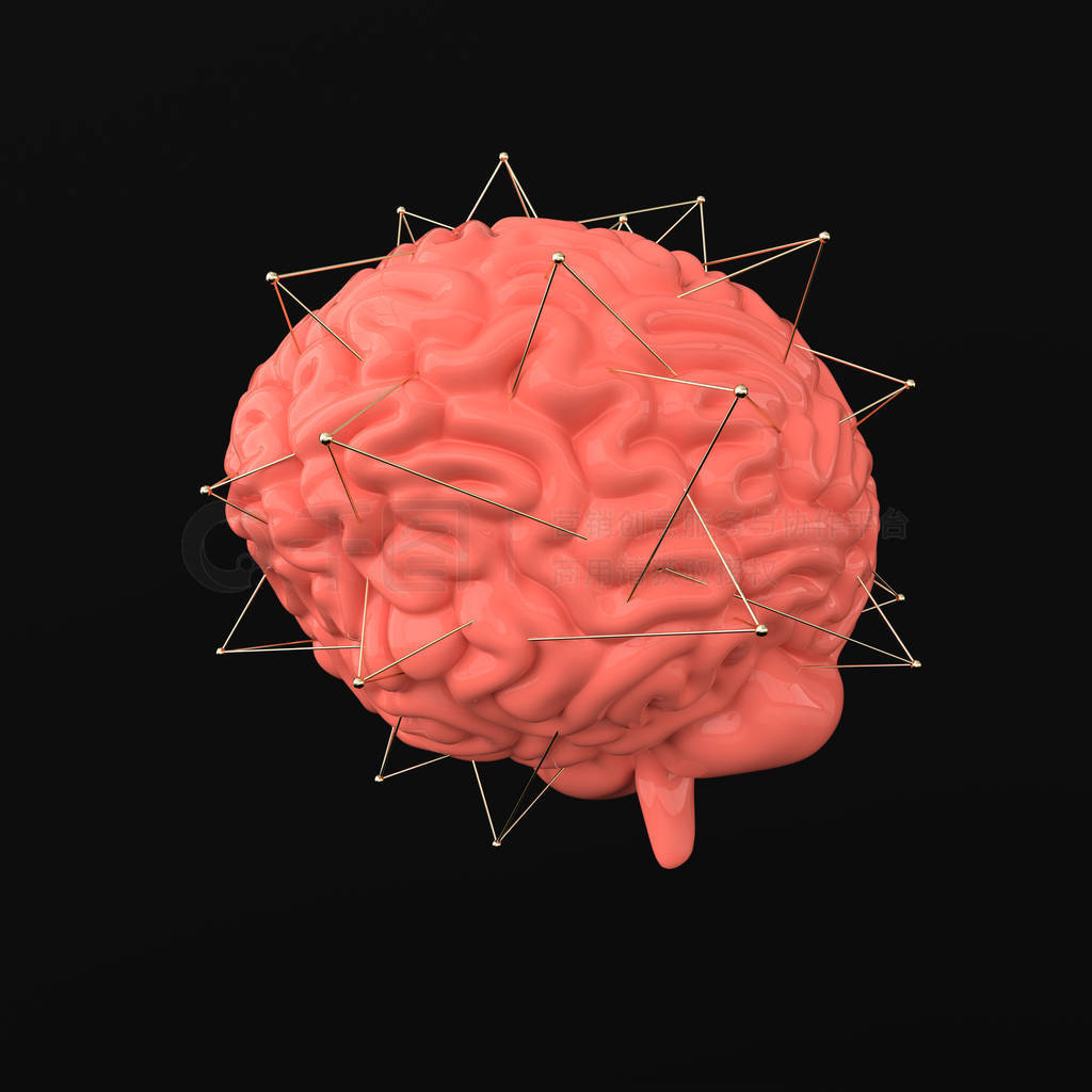 3d brain rendering illustration template background.