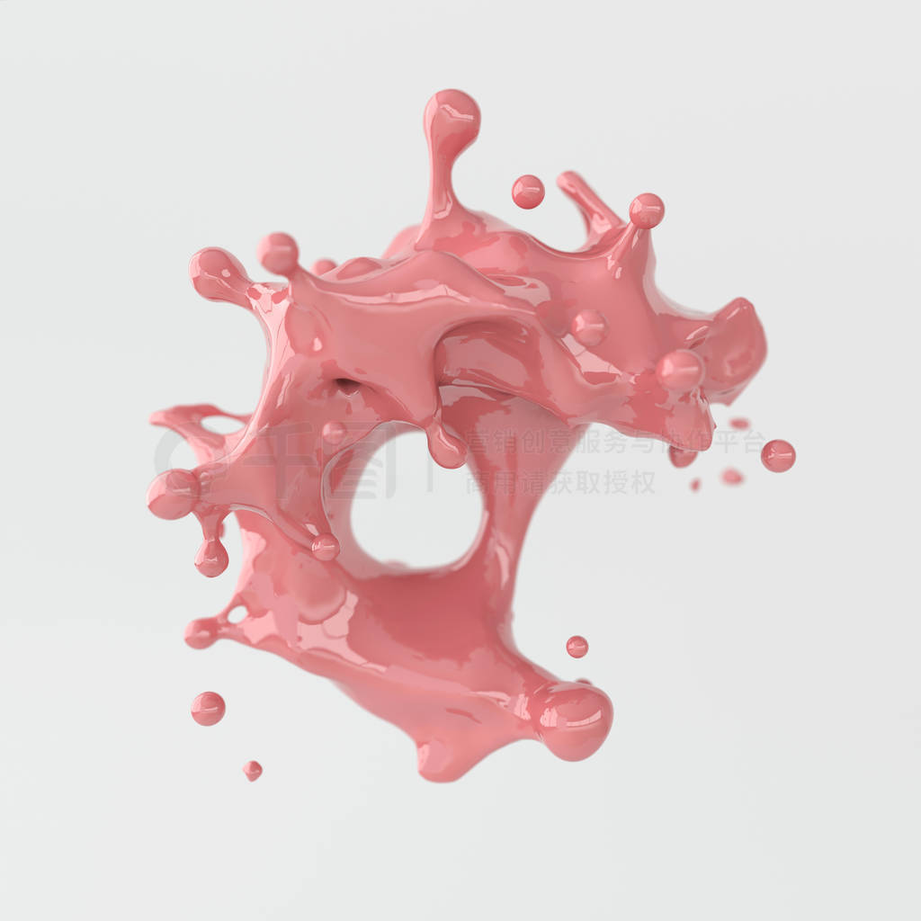 A splash of pink paint, colorful liquid 3d rendering.