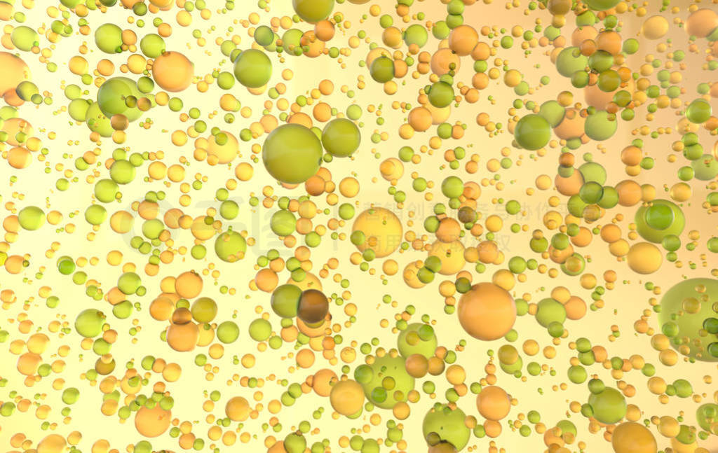 Abstract composition of liquid drops, bubbles or molecule atom