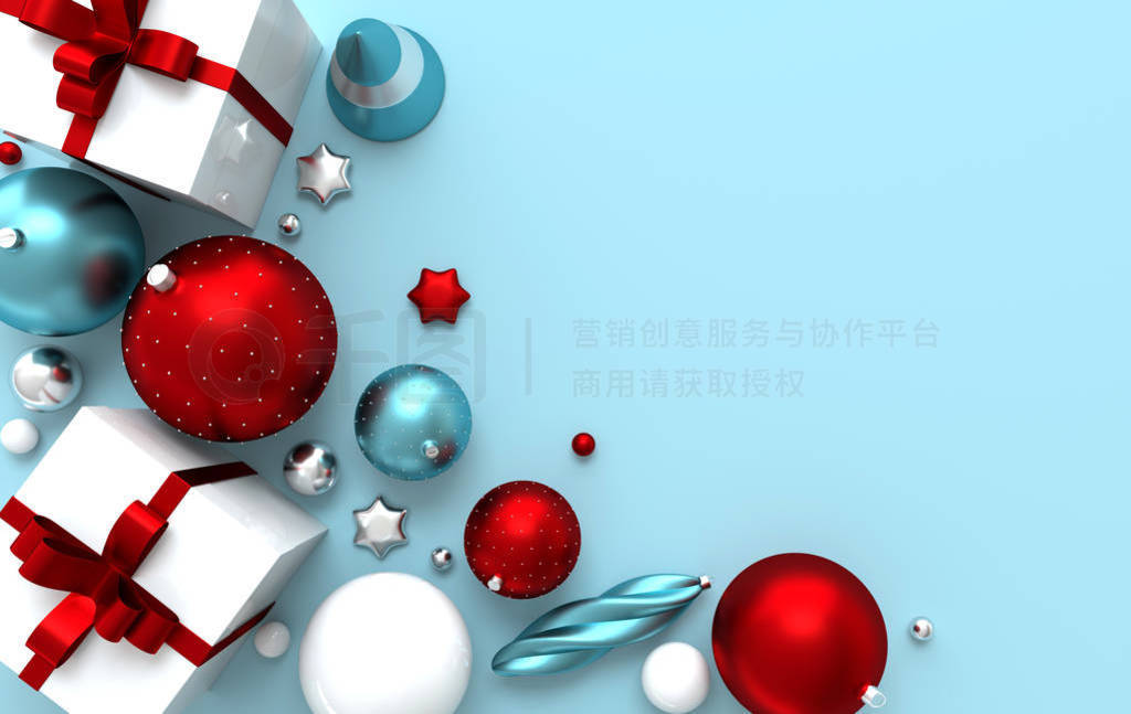 Merry Christmas and Happy New Year 3d render illustration
