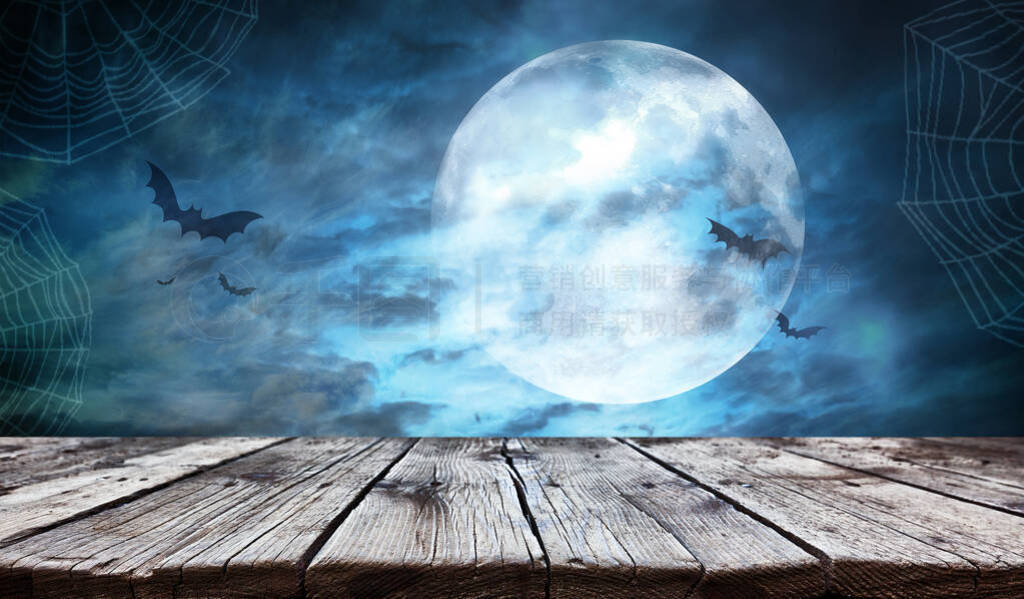 Empty wooden table - Halloween background