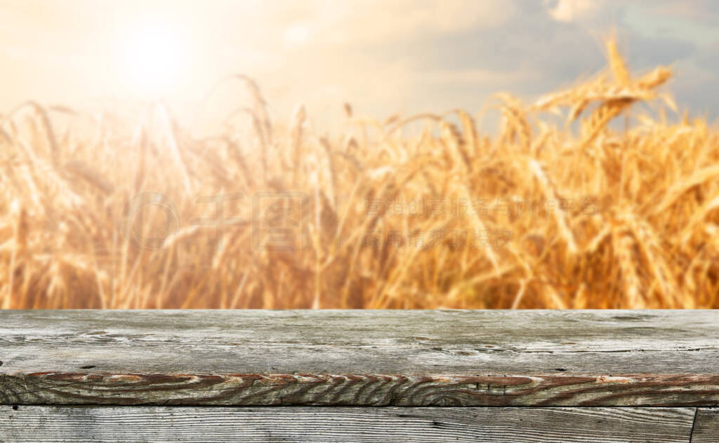 Empty wooden table background for display montages