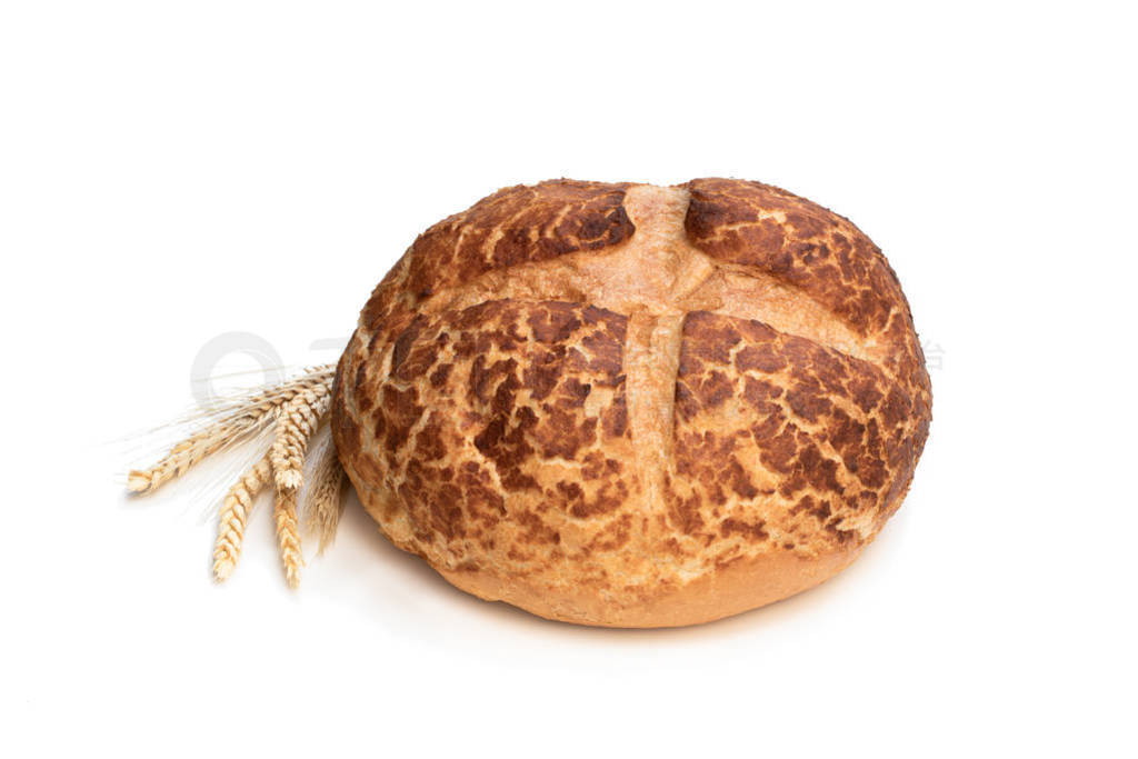 Tiger bread isolated on white