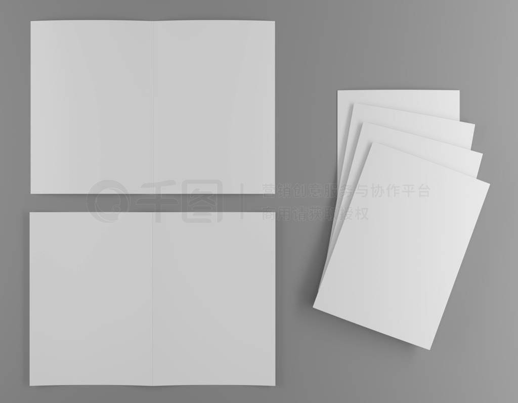 3d render illustration of a leaflet mockup on grey background.